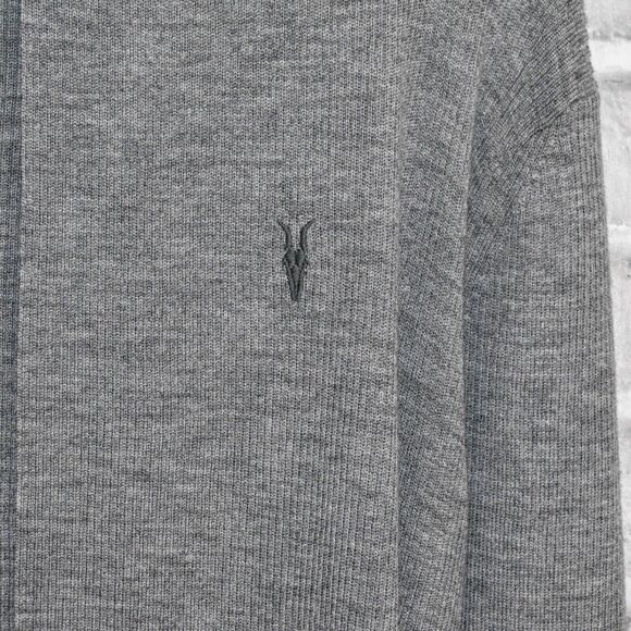 ALL SAINTS Men's Mode Open Cardigan Grey Merino wool size Medium - Picture 6 of 7